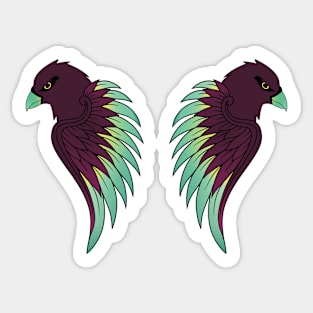 Focused Exotic Bird With Colorful Wings and Feathers Sticker